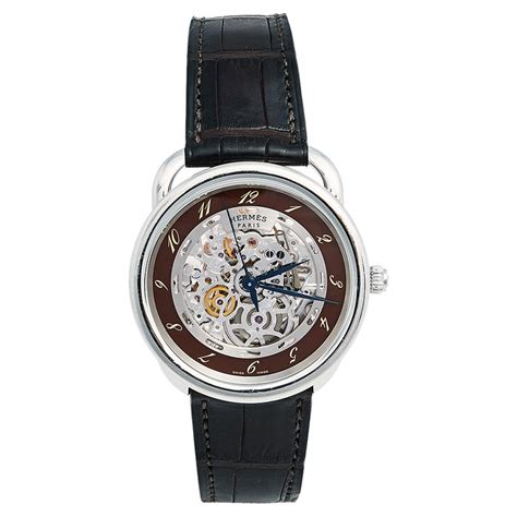 hermes arceau skeleton watch|Hermes stainless steel watches.